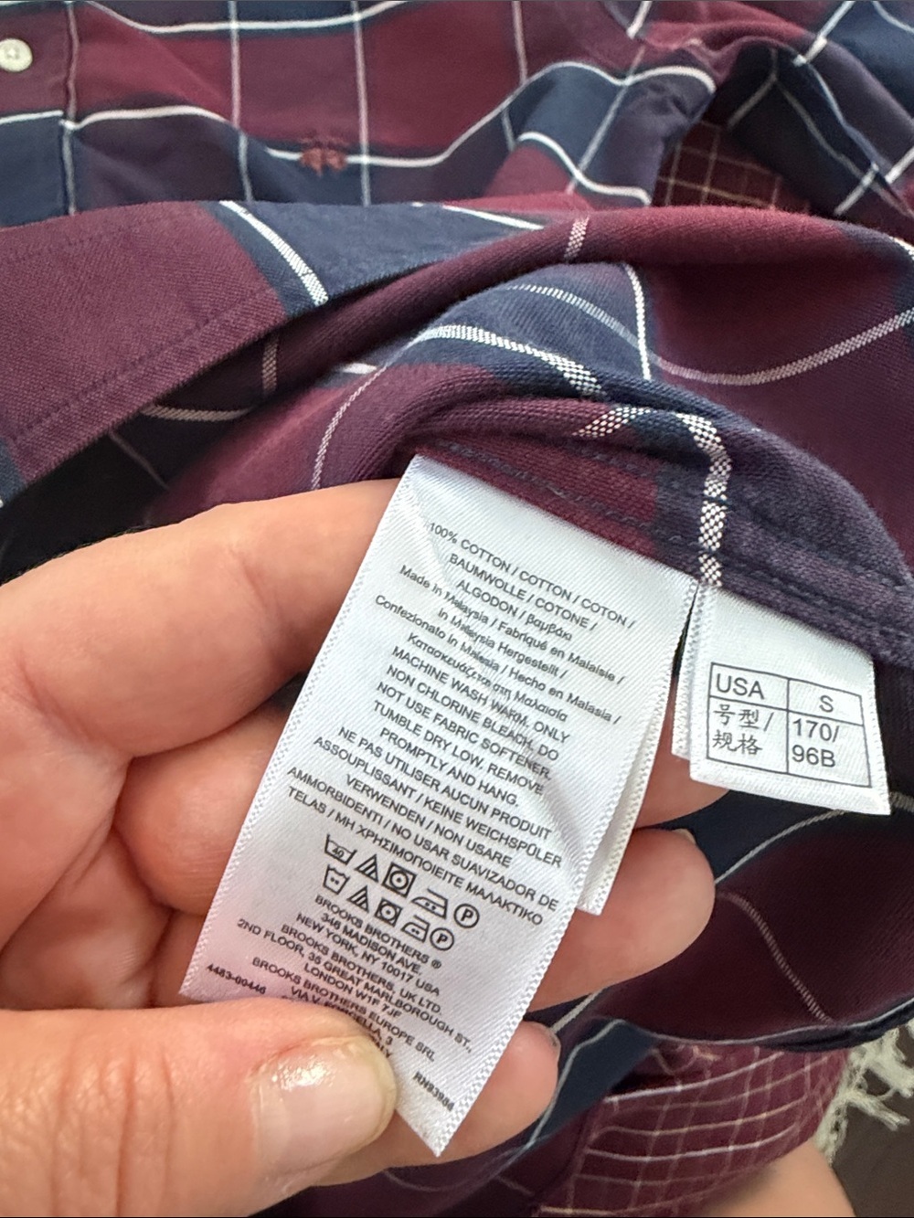 Brooks Brothers Burgundy and Navy Windowpane Button-Down Shirt - Picture 7 of 7